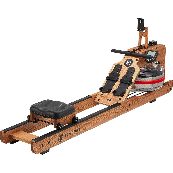 JASPORT R1: Гребний тренажер для дому з масивного дерева (Еш) з комп'ютером та кріпленням для планшета | JASPORT