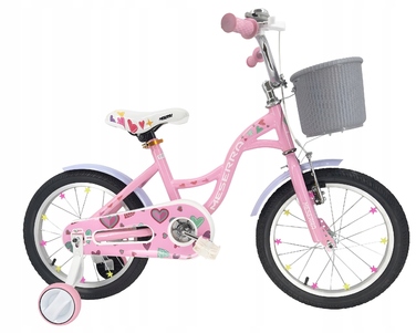 Дитячий велосипед Platinum 16 дюймів, рожевий, з кошиком та дзвоником