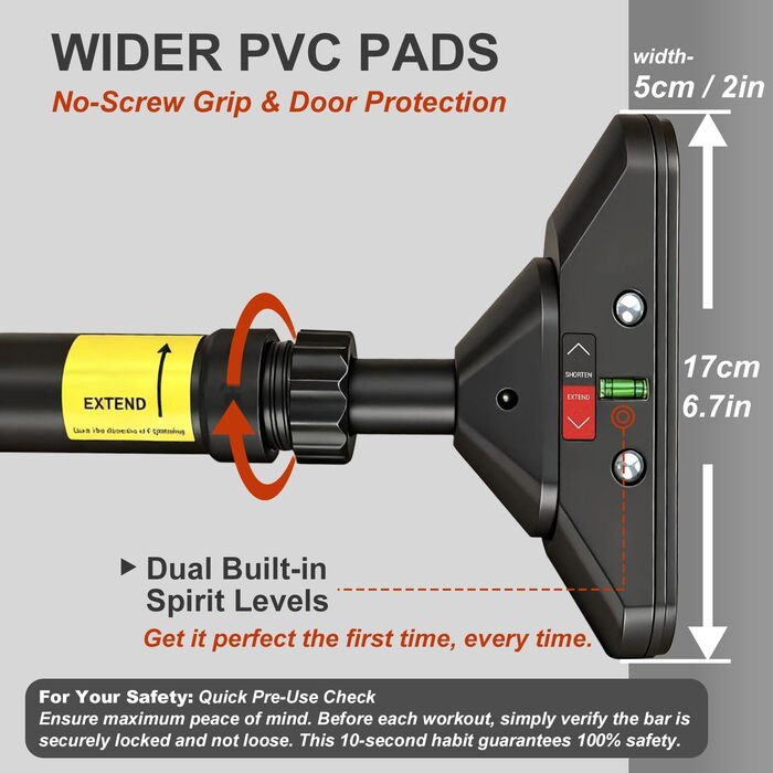 Кімнатна турнік для дверей Klimmzugstange, 74-95 см, для домашніх тренувань, з м'якими ручками