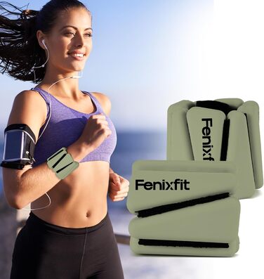 Ваги для зап'ястя та щиколоток FENIXFIT для жінок. Набір 2 шт. для силових тренувань, бігу, йоги, пілатесу (зелені)