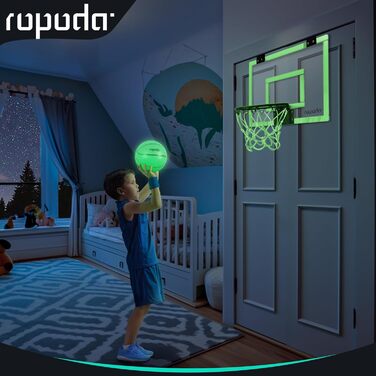 Баскетбольне кільце для кімнати Ropoda, міні-баскетбольний набір з 4 м'ячами та насосом, для дітей, підлітків і дорослих, світиться в темряві