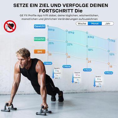 Вага для тіла GE з аналізом складу: жир, м'язи, Bluetooth, 220 кг, Dark Blue