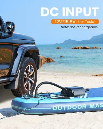 Електричний насос для SUP дошки OutdoorMaster Vortex: 20 PSI, 12V/15.8V, 8 насадок, для надування та здування, з автоматичним вимкненням та охолодженням