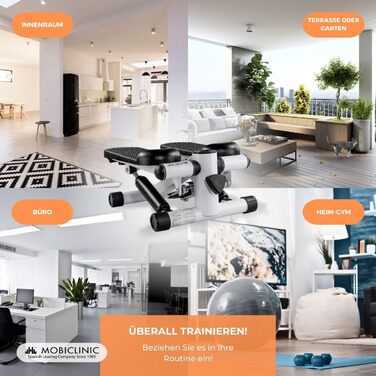 Mobiclinic® Fitness Stepper 2 в 1 Step Plus з тросами, багатофункціональний тренажер для дому, LCD дисплей, навантаження до 100 кг, регулювання опору