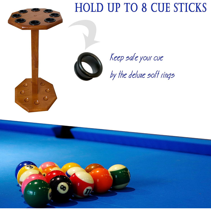 Стійка для більярдних київ на 8 київ, аксесуар для більярдного столу, дерев'яна підставка, підставка для київ для більярдного залу (FLOOR-8-MAHOGANY) (Boden-8-eiche)