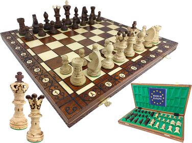 Шахова дошка Chessebook AMBASADOR 52x52 см – дерев'яний складаний комплект із фігурами, ручна робота, преміум-якість