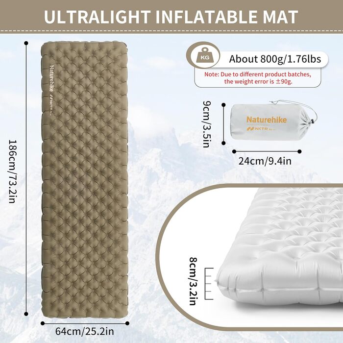 Килимок туристичний Naturehike Thermal 3.2R - ізотермічний, 4-сезонний, -5℃, для кемпінгу, високий R-значення, для зими