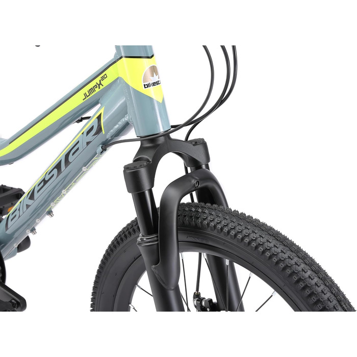 Дитячий гірський велосипед BIKESTAR 20 дюймів, алюмінієвий, 7-ступінчаста Shimano, дискові гальма, амортизаційна вилка, для дітей 6-9 років