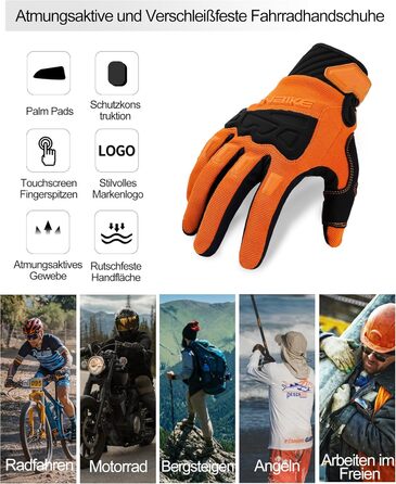 Рукавички INBIKE TB для офроуду: повний захист, підкладки з TPR, SCR-підкладка для гнучкості (Оранжевий, L)