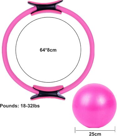 Набір для пілатесу HoldOneLight для жінок: кільце, фітбол 25см, гумки Booty & Figure-8, повний комплект для фітнесу, рожевий