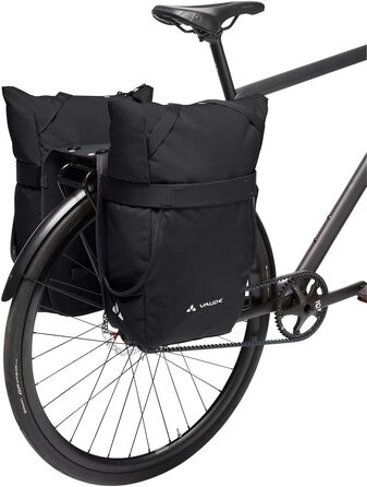 Велосипедна сумка VAUDE TwinShopper 44 л, чорна, з дощовиком, окреме використання, шопер, універсальний розмір