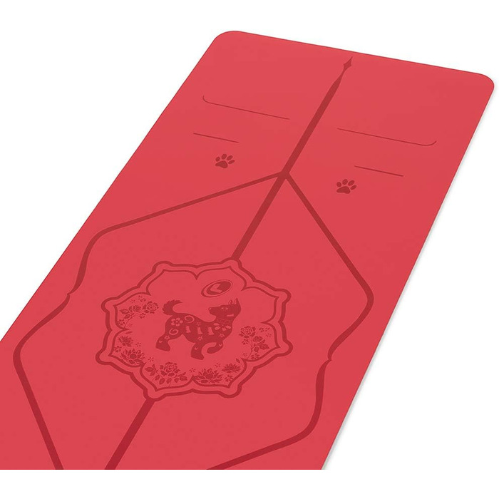 Йога-мат Liforme Zodiac Dog Red, екологічний, антиковзкий, з унікальною системою вирівнювання, біорозкладний