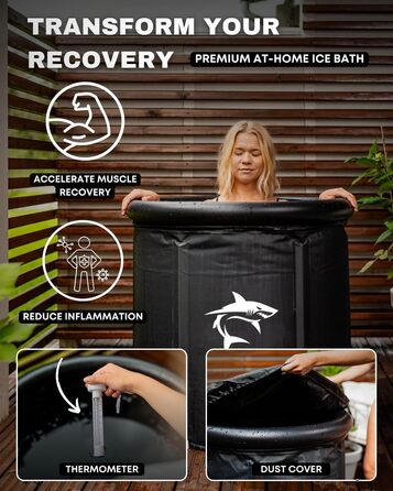Кріованна для льодяних купань XL (80 см) з системою охолодження, 8 сталевими стійками, термозахистом та сумкою — повний комплект