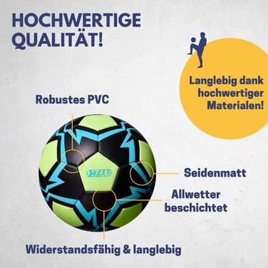 Світний футбольний м'яч Best Sporting розмір 5, фосфоресцентний, для дітей і дорослих, PVC, зелено-синій