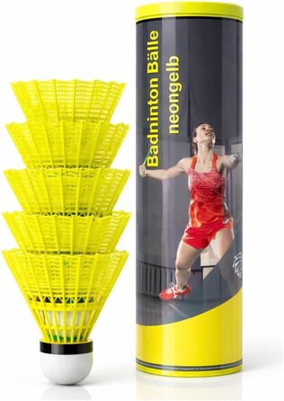 6 штук воланчики для бадмінтону жовтого кольору, для тренувань та змагань. Воланчики для бадмінтону для гри на відкритому повітрі та в приміщенні