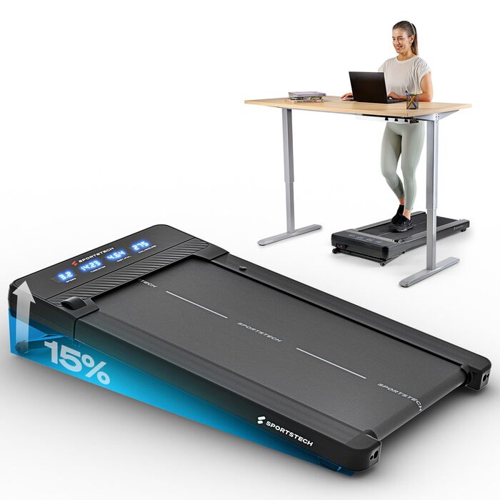 Бігова доріжка Spad500: 126x58x15.8 см, 120 кг (макс. вага), Bluetooth, 1.8 кВт, 1-8 км/год