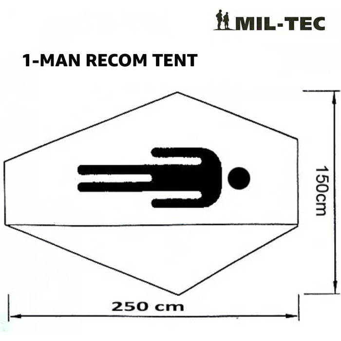 Намет Mil-Tec Recom односпальний (150x250 см) камуфляжний: ультралегкий, вітростійкий намет для кемпінгу, трекінгу та туризму