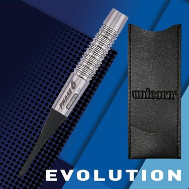 Унікорн дартс барелі Evolution World Champion, фази 1-6, натуральний вольфрам 90-97%, 18/20/22 г, м’які накінечники