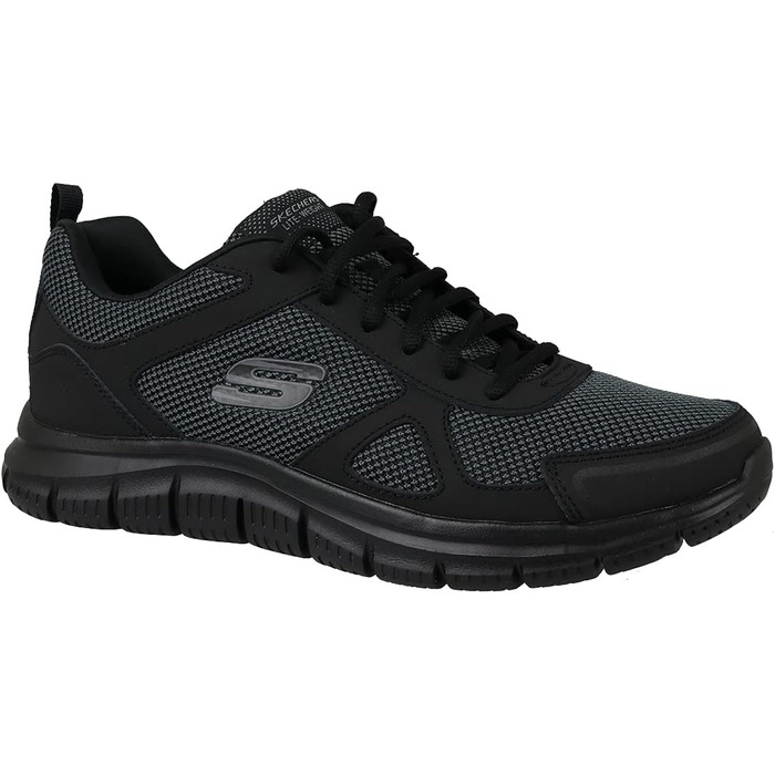 Чоловічі кросівки Skechers Track Bucolo, чорна шкіра та сітчаста вставка, 47.5 EU