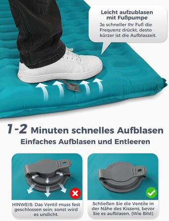 Надувна туристична матрац Yissvic Isomatte з самонадуванням, для кемпінгу, пікніків та подорожей, блакитна