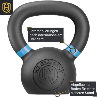 Гиря HQ Germany® Powdercoat, суцільнолита, 2-32 кг, стартовий набір, допуск ваги ±2%