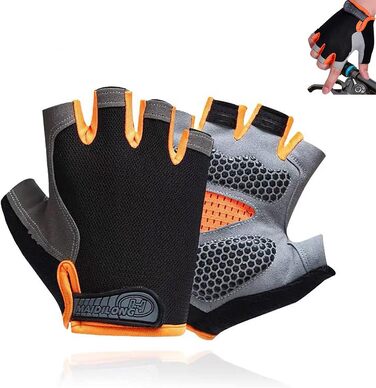 Велосипедні рукавички чоловічі гелеві, напівпальцеві, MTB, шосейні, чорні, унісекс. Гелеві вставки, антиковзаюча поверхня, дихаючі.