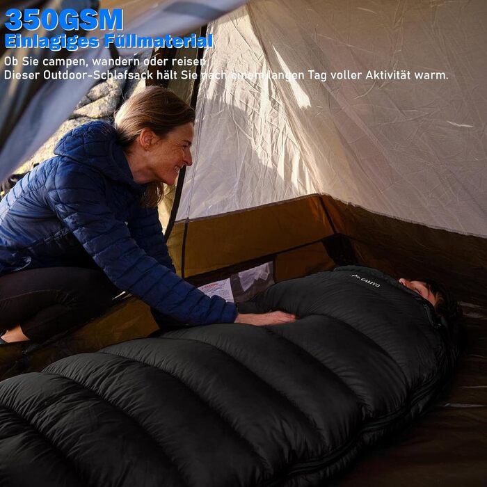Спальний мішок CALIYO Outdoor Winter -10°C до 10°C, мумія, водонепроникний, вітрозахисний, ультралегкий для кемпінгу, подорожей та туризму