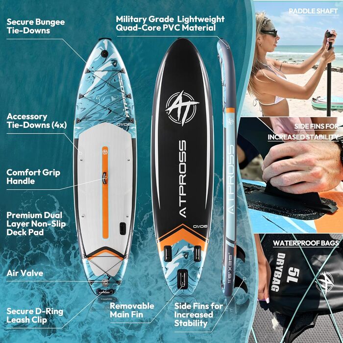 Надувне SUP-борд (305 x 91 см) з аксесуарами та рюкзаком, блакитний