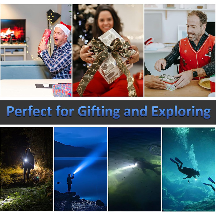 Ліхтар під водою WINDFIRE Taucher – потужний, водонепроникний, з індикатором заряду, 4 режими, кут променя 12°, для дайвінгу та снорклінгу (сірий)