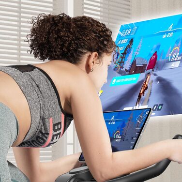 Велотренажер DeerRun Professional: фітнес-велосипед з регулюванням магнітного опору, моніторинг даних через додаток, для дому, вантажопідйомність 136 кг, чорно-червоний