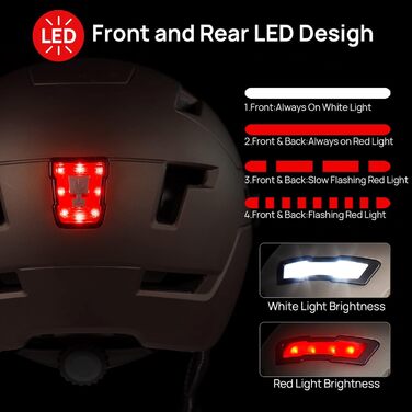 Велосипедний шолом ILM з візором і LED-ліхтарем для міста та гір, універсальний для чоловіків і жінок, модель E3-10L