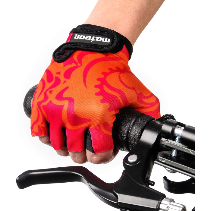 Дитячі велосипедні рукавички Meteor Unisex для дітей, Gel BMX, червоний квітка, розмір S (6.5-7cm)
