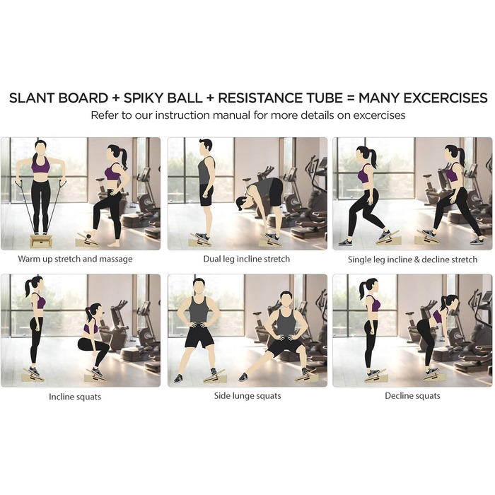Набір 2-в-1: Нахилене дошка та баланс-борд для фітнесу та реабілітації, регульований нахил, тренажер для гомілки, антиковзаюча поверхня