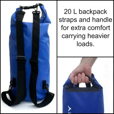 Водонепроникна сумка-мішок Ultra Dry Adventurer 5L з кишенею для телефону та регульованим плечовим ременем для каякінгу, риболовлі, кемпінгу (Блакитна)