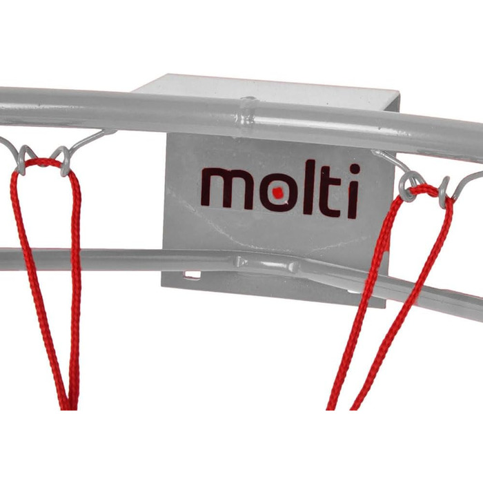 Баскетбольне кільце molti 45 см з сіткою та кріпленнями для вулиці, металеве, сріблясте