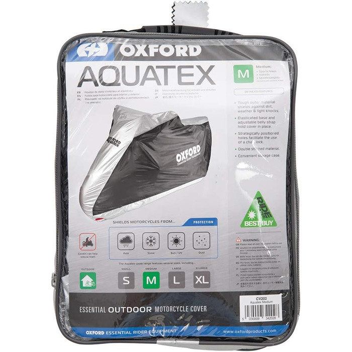 Чохол для мотоцикла Oxford Aquatex Outdoor, чорний/сірий, MEDIUM (водостійкий)