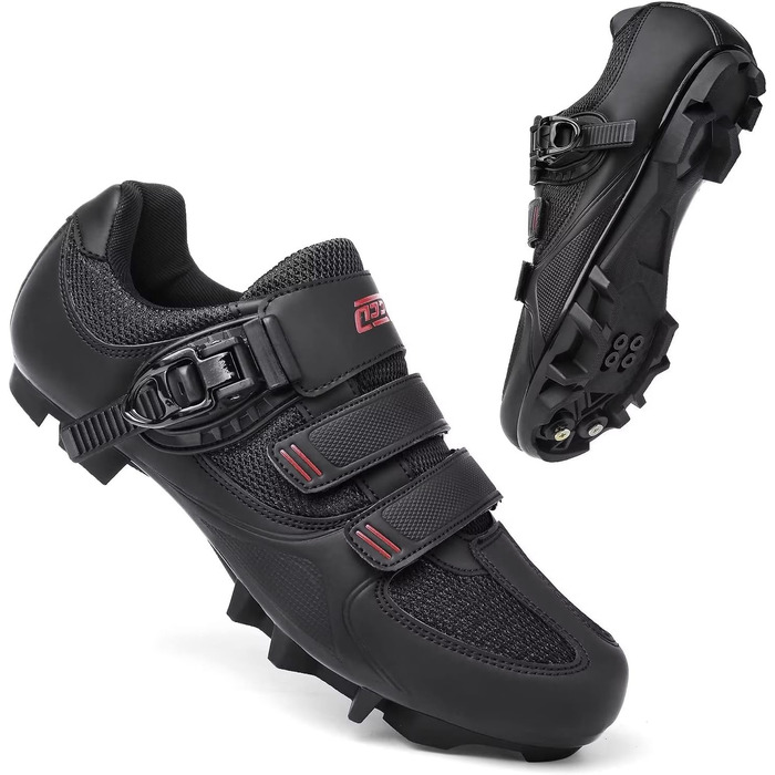 Велосипедні черевики Mountain для чоловіків та жінок, MTB, SPD, для гірського велосипеда, з пряжкою, зелені (40 EU, C Чорний Червоний)