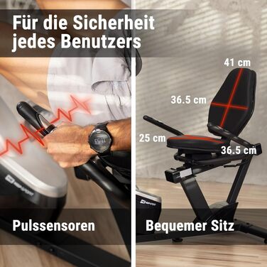 Велотренажер Hop-Sport Liegeergometer з LCD-дисплеєм, срібний - для дому, для літніх людей, витримує до 130 кг