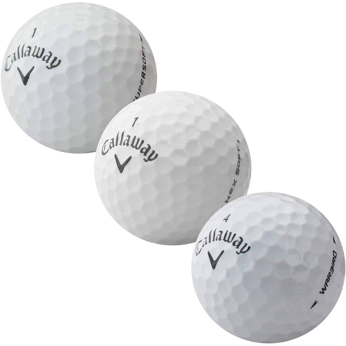 Мікс 50 гольф-м'ячів Callaway, lakeballs, якість AAA/AA, білі, у сітчастому мішку