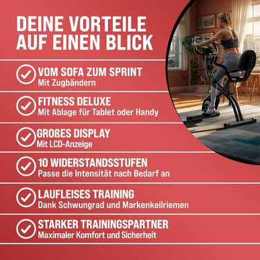 Електровелотренажер SPORTANA® EAGLE 3-в-1: складаний, з LCD-дисплеєм, регулювання висоти, фітнес-гумки | Hometrainer, Indoor Bike