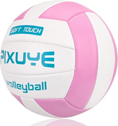 Волейбольні м'ячі PIXUYE, розмір 5, м'які для пляжу, дітей та дорослих, для ігор та тренувань, рожево-білі