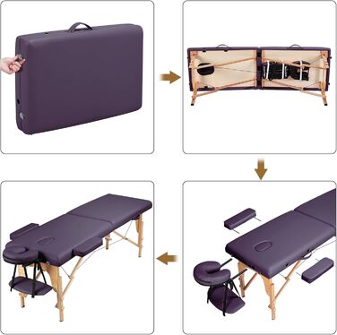 Масажне ліжко Yaheetech з 2 зонами, регульована висота, дерев'яні ніжки, з підголовником та підлокітниками, 213 x 82 x 85,5 см, до 250 кг