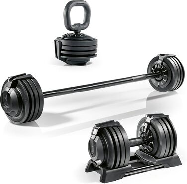 Мультифункціональний набір гантелей DoYourFitness 3-24 кг, регульований, для дому, коротка і довга штанга, гиря, універсальний для силових тренувань та витривалості