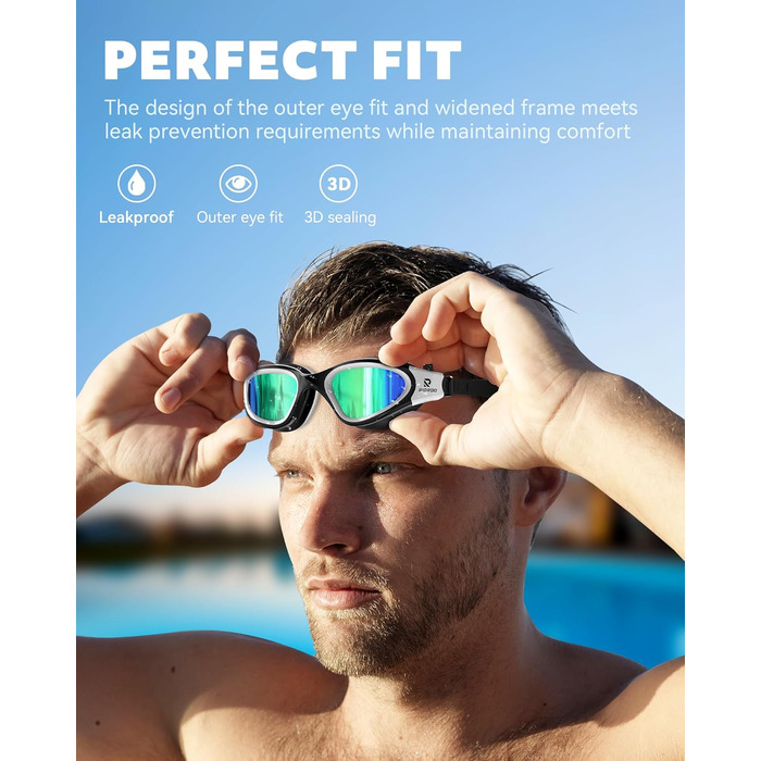 Окуляри для плавання, дорослі, поляризовані, для жінок та чоловіків, без протікання, широке поле зору, захист від УФ-випромінювання, антизапітніння, комфортні, золоті