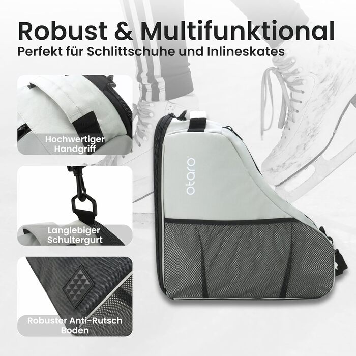 Сумка для ковзанів Otaro – водонепроникна та міцна | Для дітей та дорослих, для роликів та ковзанярського обладнання, сірого кольору