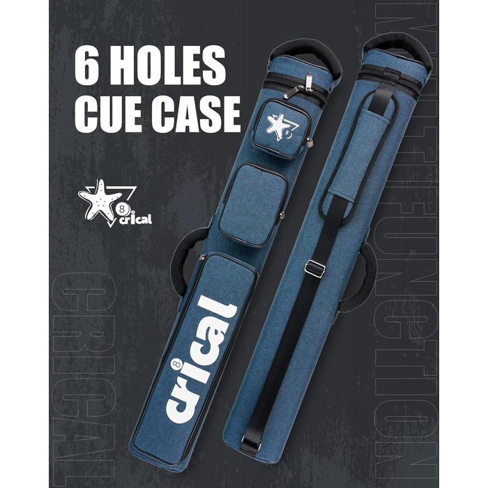 Кейс для більярдних київ CRICAL, 2 x 2 жорсткі кишені для снукеру, з штучної шкіри/оксфордського канвасу (синій)