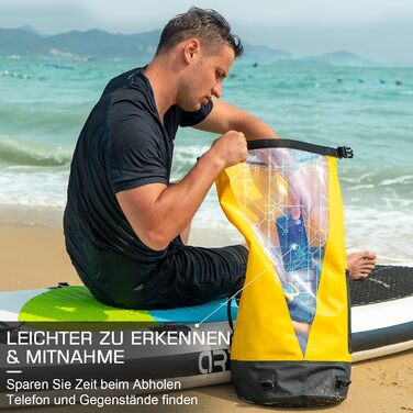 Чорний рюкзак Blackace Arteesol водовідштовхуючий, Dry Bag 20L, 40L, 45L - для каякінгу, кану, кемпінгу, трекінгу, походів, вітрильного спорту та інших водних видів спорту (Жовтий, 45L)