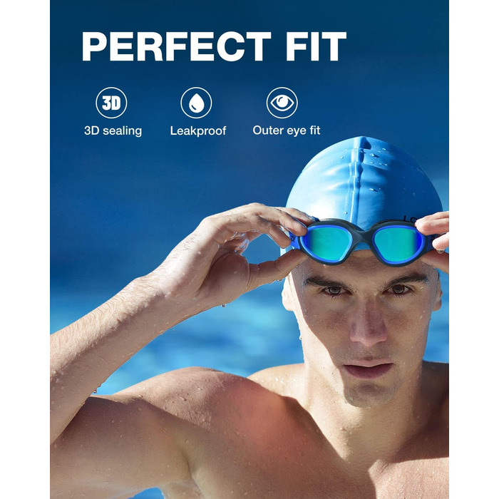 Окуляри для плавання ZIONOR G1 з поляризацією, унісекс, дорослі, жіночі, антизапітніння, 100% захист від УФ-променів, чорно-блакитні