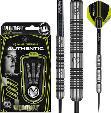 Дартс набір WINMAU Michael Van Gerwen MvG, вольфрамові, сталевий наконечник, з призматичними крилами та шафтами