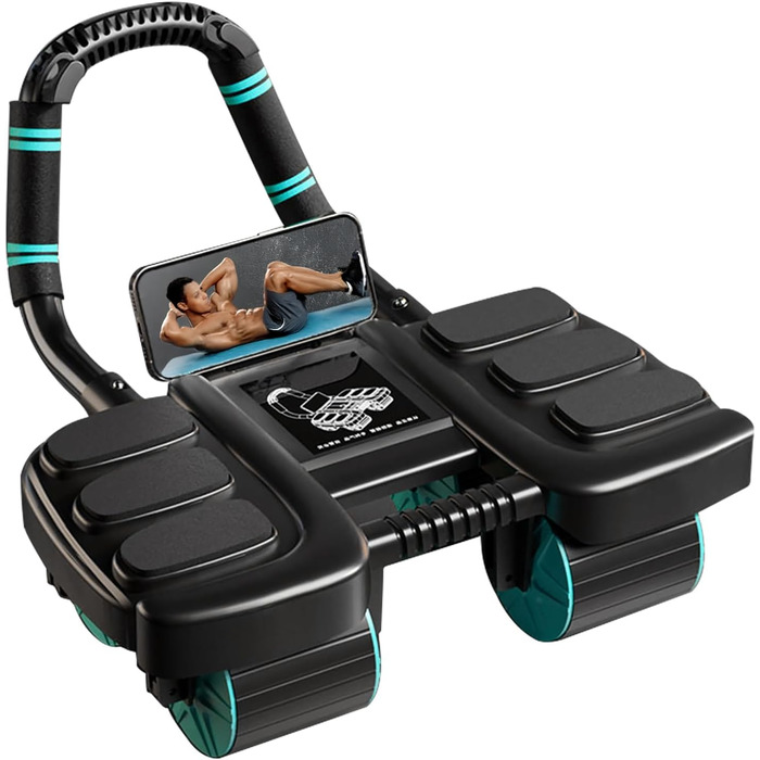 Ролик для пресу на 4 колесах - тренажер для кора з автоматичним відскоком, підтримка ліктів, для дому та фітнесу